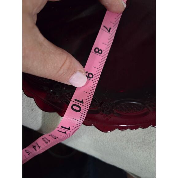 Vtg Avon Dinner Plate 1876 Cape Cod RubyRed Glass 10.75" Hole Center Tidbit Tray - Picture 8 of 8